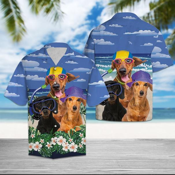 Dachshund Summer Beach Hawaiian Shirt