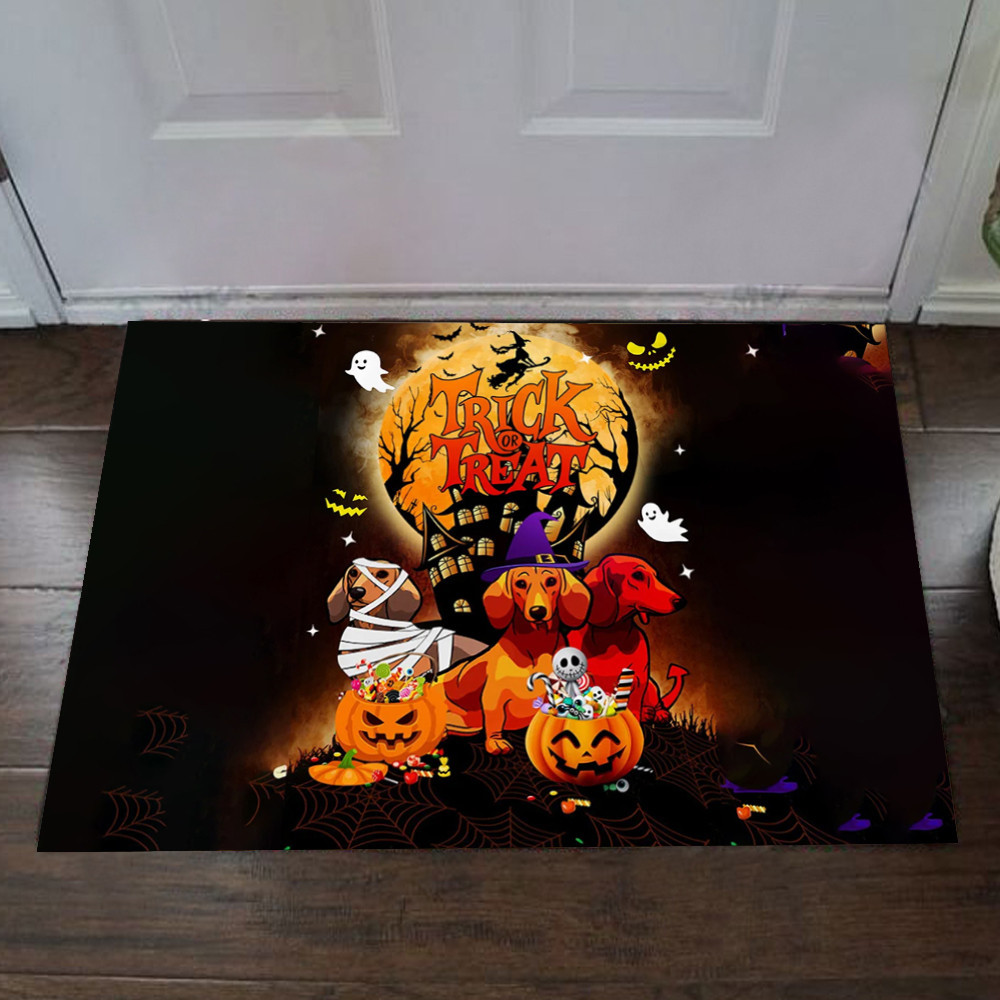 Dachshund Trick Or Treat Rubber Doormat Happy Halloween Cute Indoor Door Mats Dachshund Owners Gifts
