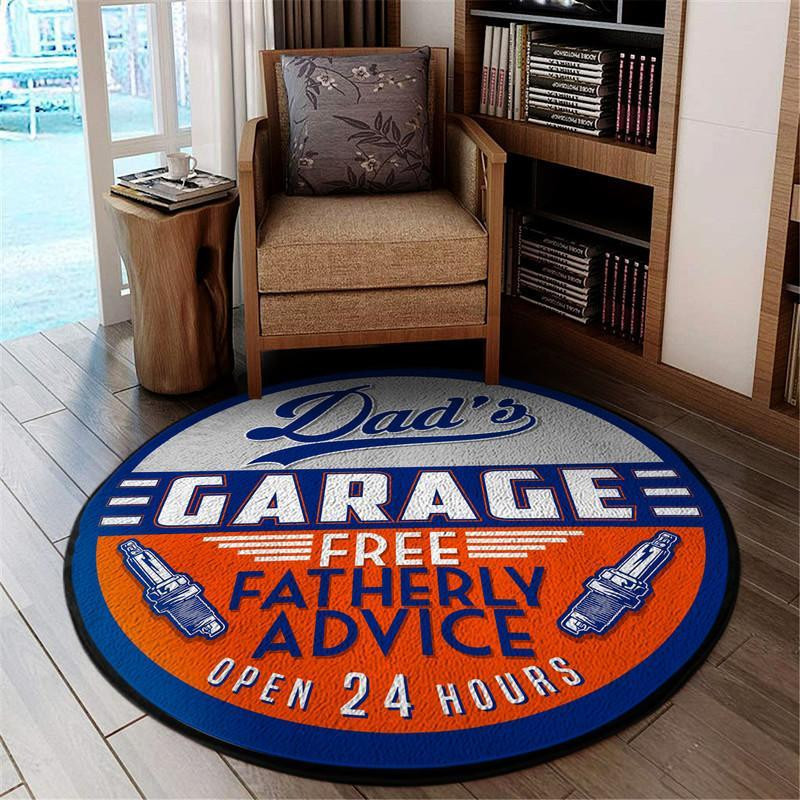 Dads Garage Fatherly Advice Round Rug Carpet Bedroom Livingroom Home Decor