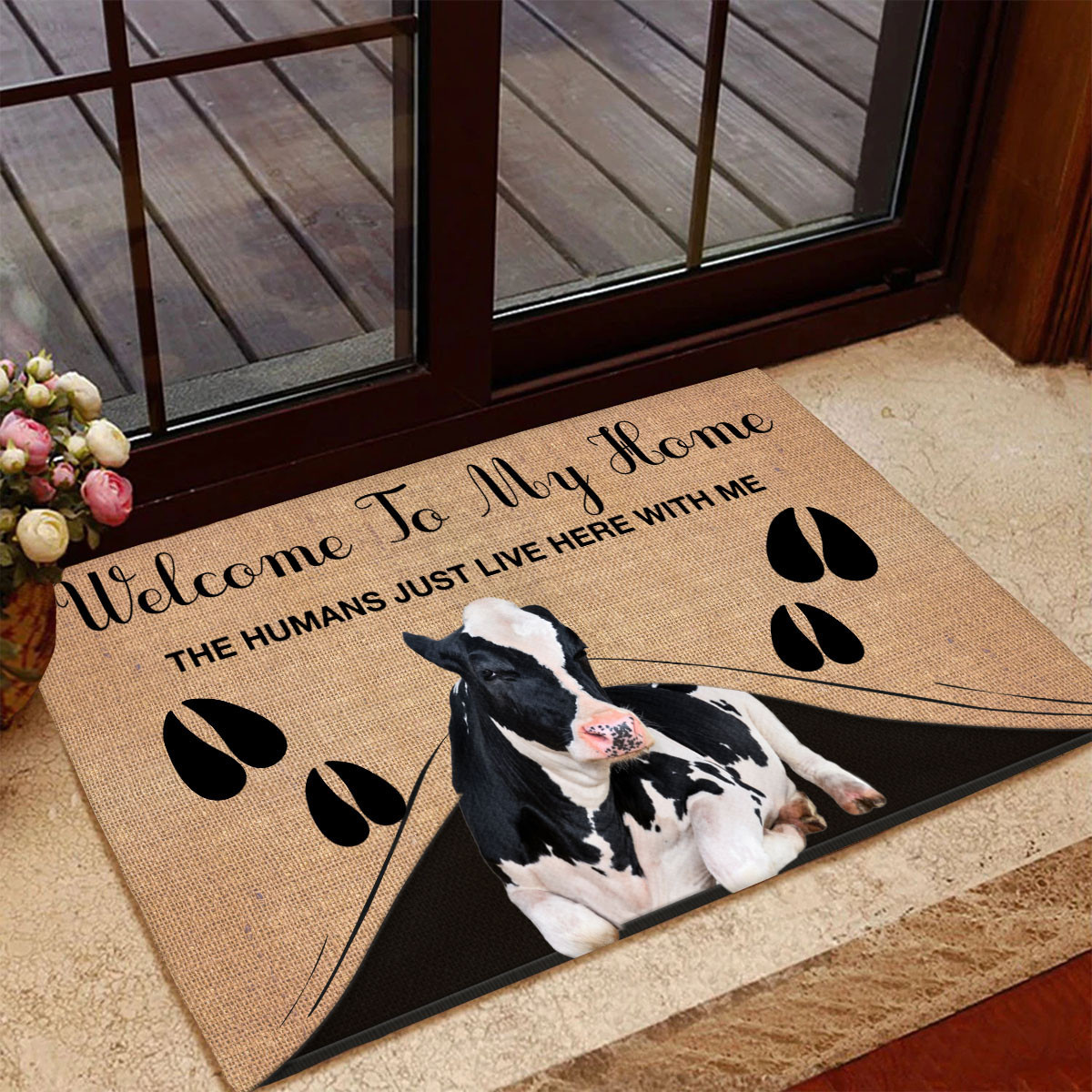 Dairy Cow Welcome To My Home Rubber Doormat Funny Welcome Mat Decor Cow Themed Gifts
