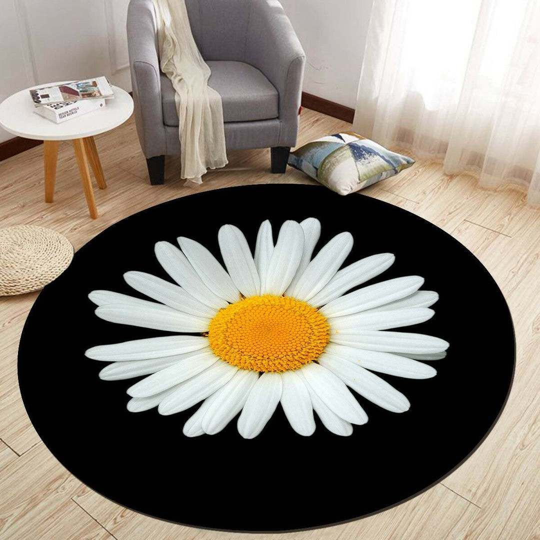 Daisy Flower Round Rug Carpet Bedroom Livingroom Home Decor