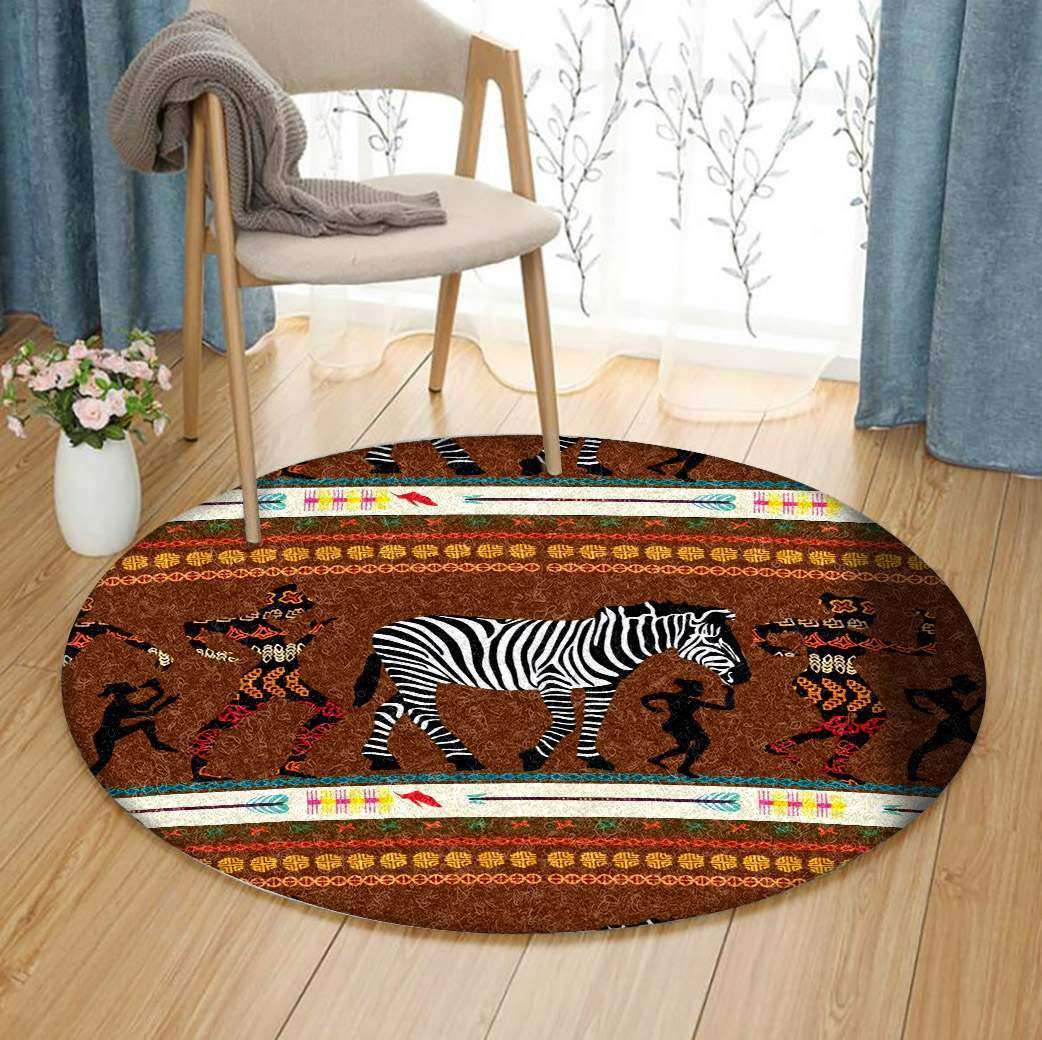 Dancing Aborigines And Zebra Limited Edition Round Rug Carpet Bedroom Livingroom Home Decor