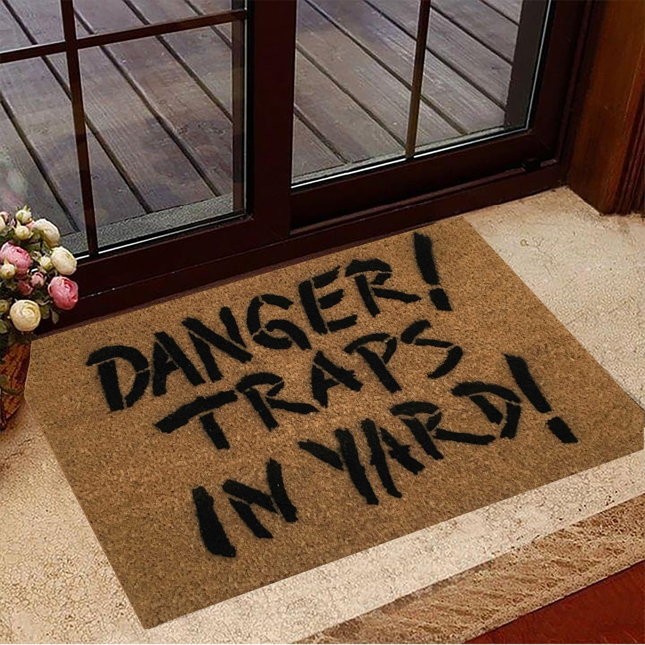 Danger Traps In My Yard Halloween Rubber Doormat With Funny Sayings Halloween Items House Decor