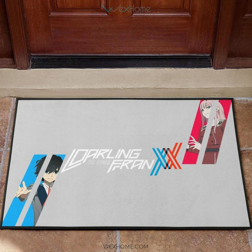 Darling In The Franxx Anime Red Zero Two With Blue Hiro Portraits Rubber Doormat Hom Decor