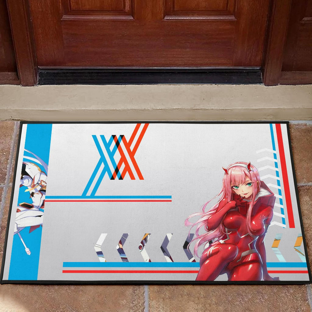 Darling In The Franxx Anime Rubber Doormat | Sexy Zero Two In Red Suit Artwork Rubber Doormat Home Decor