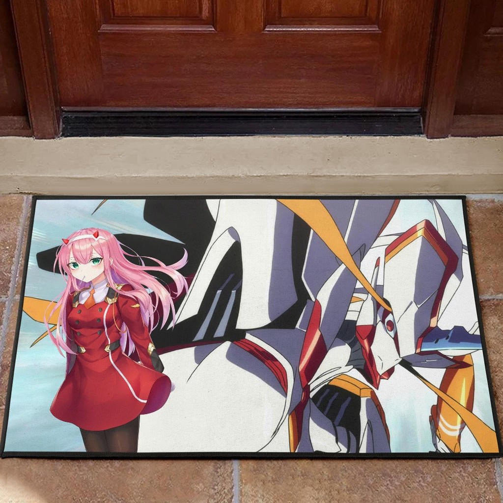 Darling In The Franxx Anime Rubber Doormat | Zero Two Eating Candy Strelizia Face Rubber Doormat Home Decor