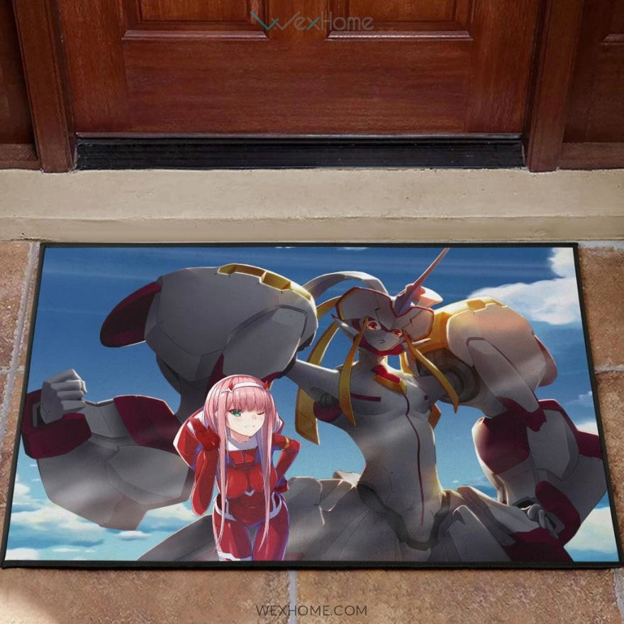 Darling In The Franxx Anime Zero Two With Darling Strelitzia Shadow Face Rubber Doormat Hom Decor