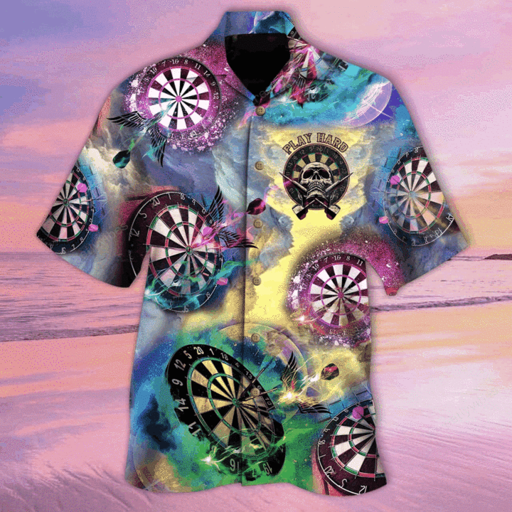 Darts Play Hard Skull Hawaiian Shirt