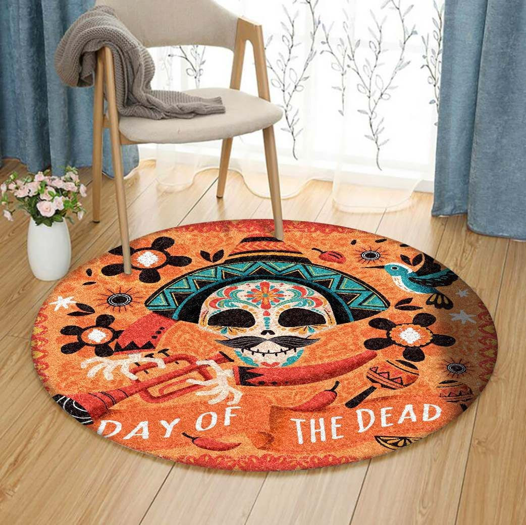 Day Of The Dead Round Rug Carpet Bedroom Livingroom Home Decor