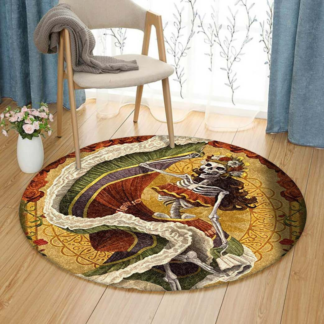 Day Of The Dead Round Rug Carpet Bedroom Livingroom Home Decor