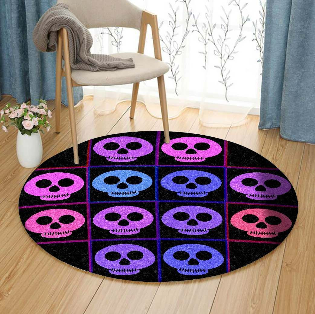 Day Of The Dead Round Rug Carpet Bedroom Livingroom Home Decor