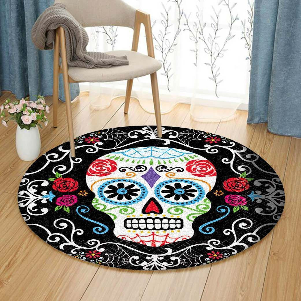 Day Of The Dead Round Rug Carpet Bedroom Livingroom Home Decor