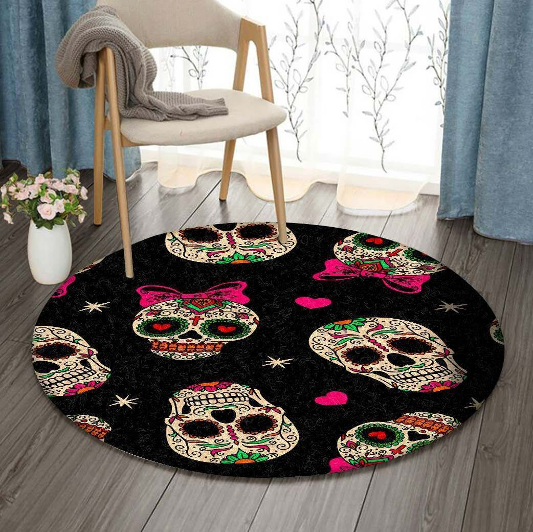 Day Of The Dead Round Rug Carpet Bedroom Livingroom Home Decor