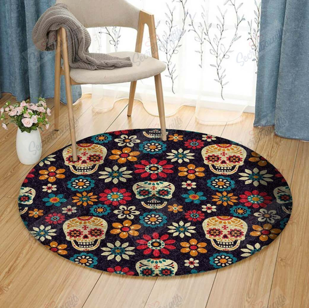 Day Of The Dead Round Rug Carpet Bedroom Livingroom Home Decor