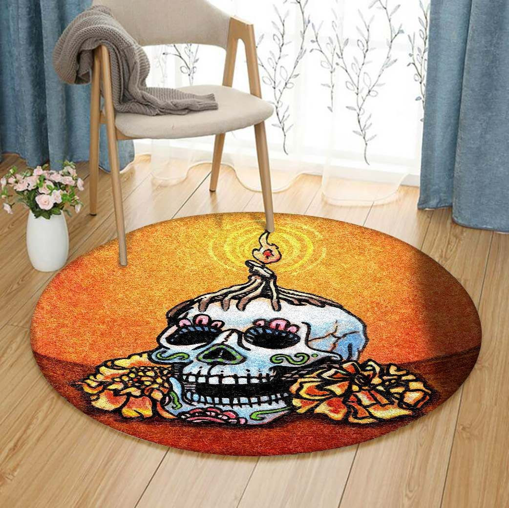 Day Of The Dead Round Rug Carpet Bedroom Livingroom Home Decor
