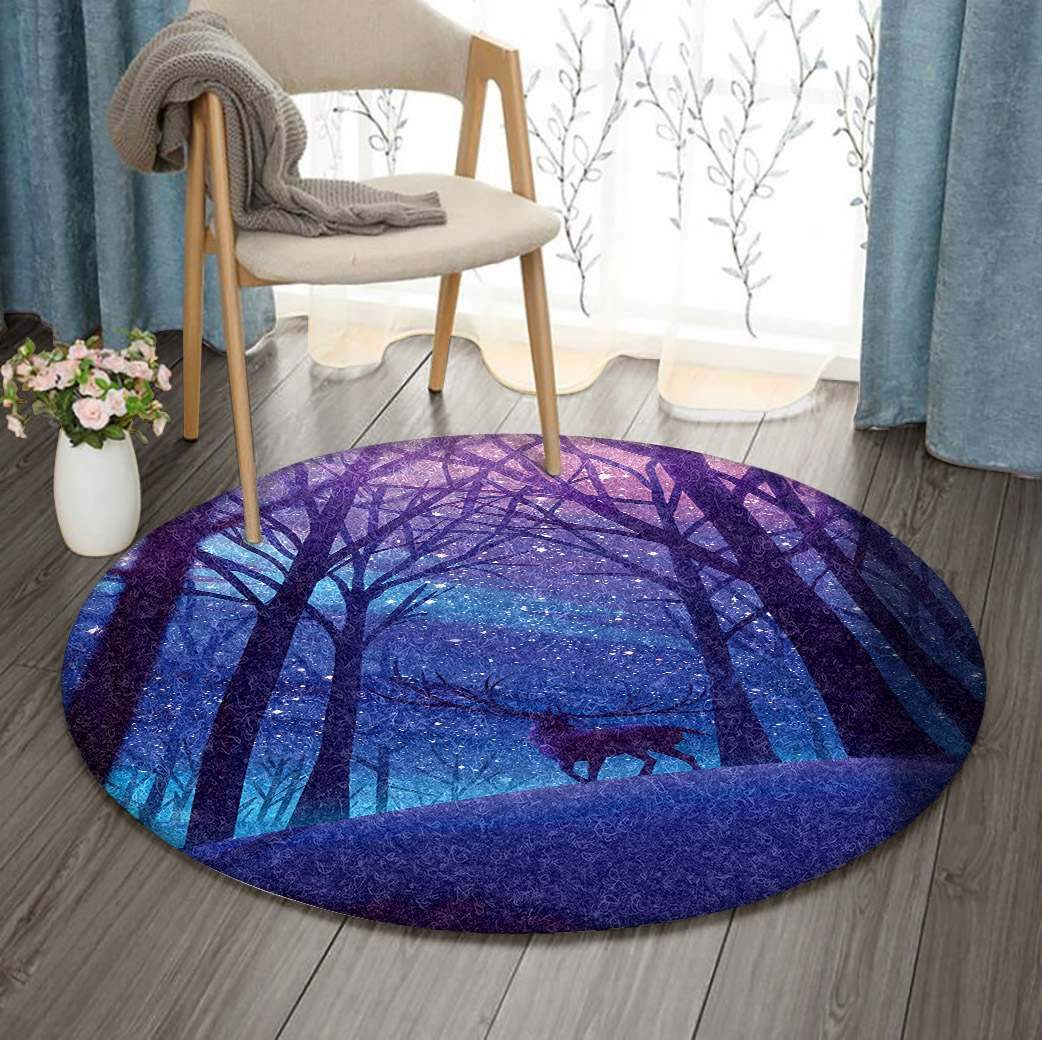 Deer Forest Star Limited Edition Round Rug Carpet Bedroom Livingroom Home Decor