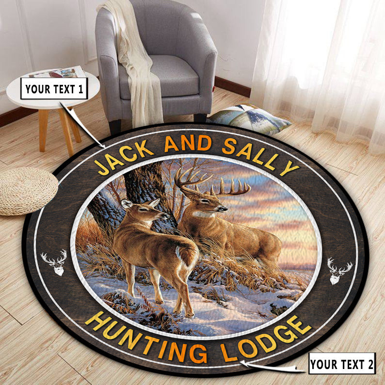 Deer Hunting Buck And Doe Round Rug Carpet Bedroom Livingroom Home Decor - Image 3