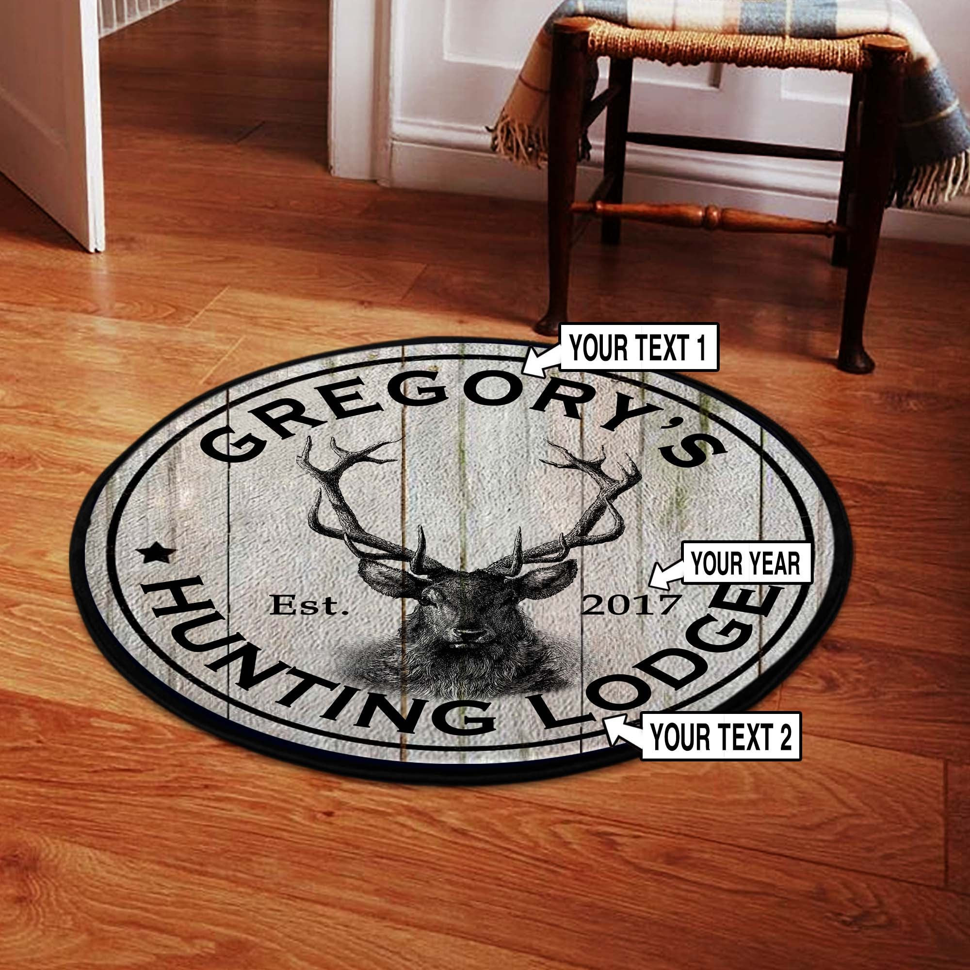 Deer Hunting Lodge Rustic Round Rug Carpet Bedroom Livingroom Home Decor - Image 4