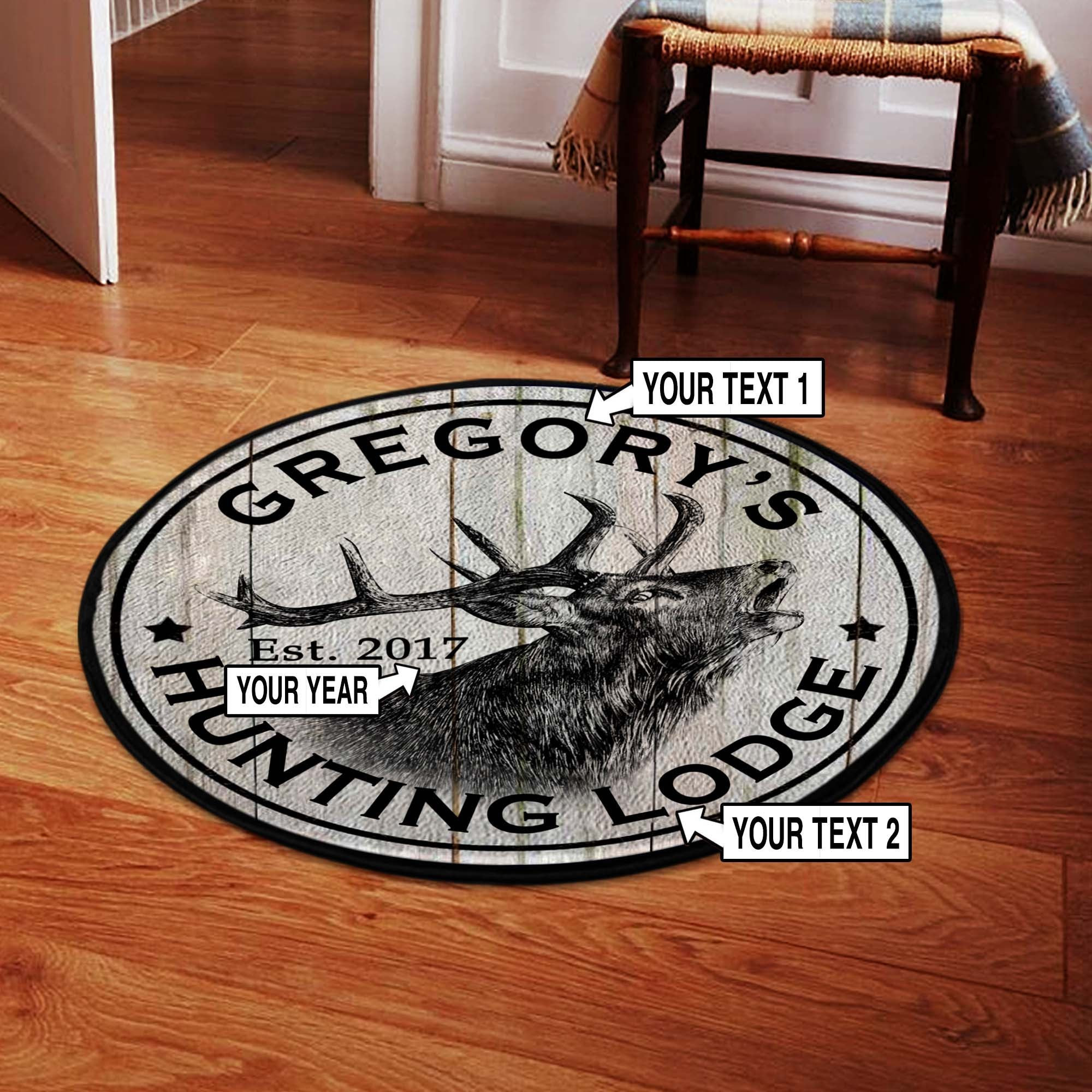 Deer Hunting Lodge Rustic Round Rug Carpet Bedroom Livingroom Home Decor - Image 3