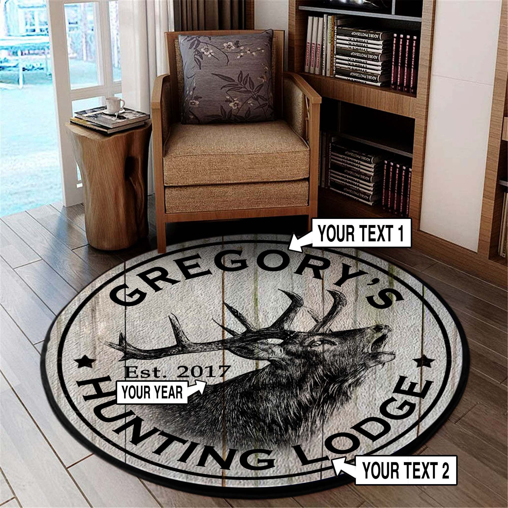 Deer Hunting Lodge Rustic Round Rug Carpet Bedroom Livingroom Home Decor