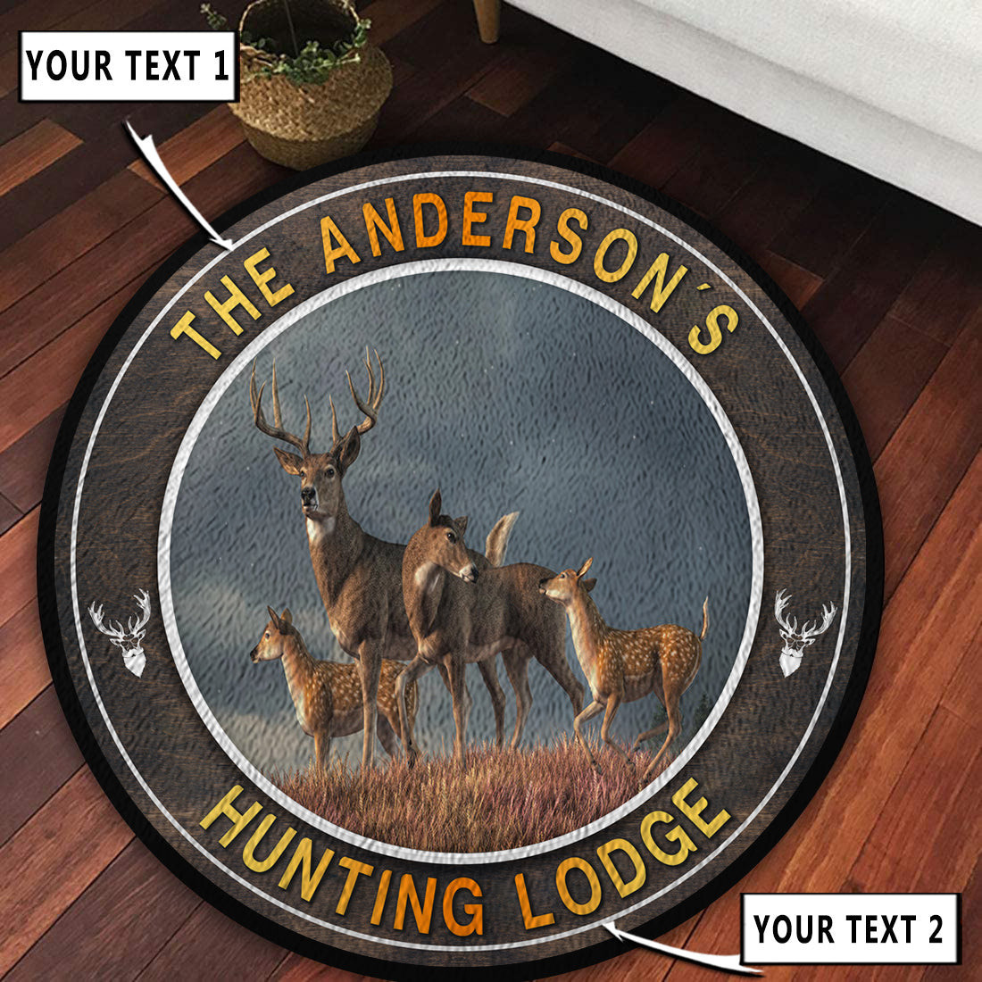 Deer Hunting Whitetail Deer Family Round Rug Carpet Bedroom Livingroom Home Decor