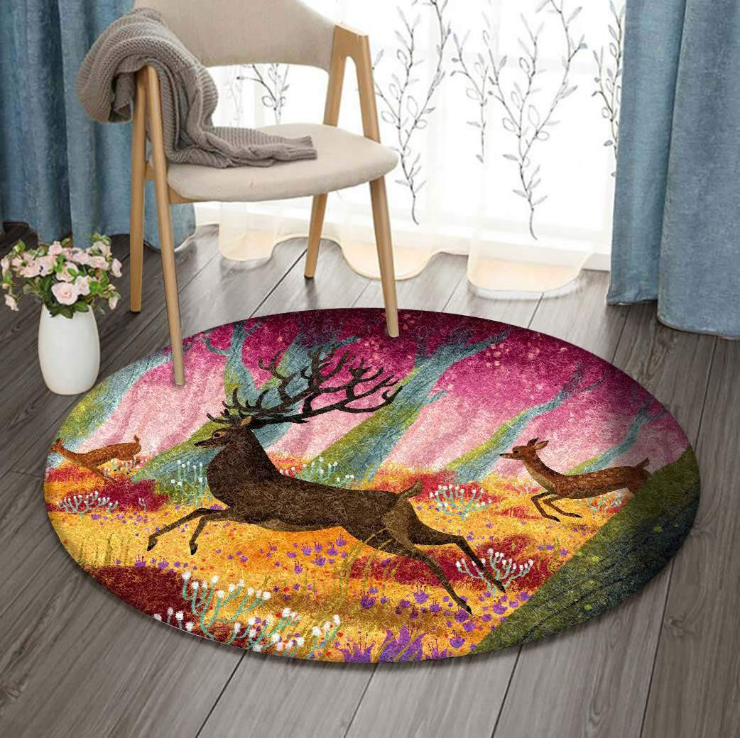 Deer Limited Edition Round Rug Carpet Bedroom Livingroom Home Decor