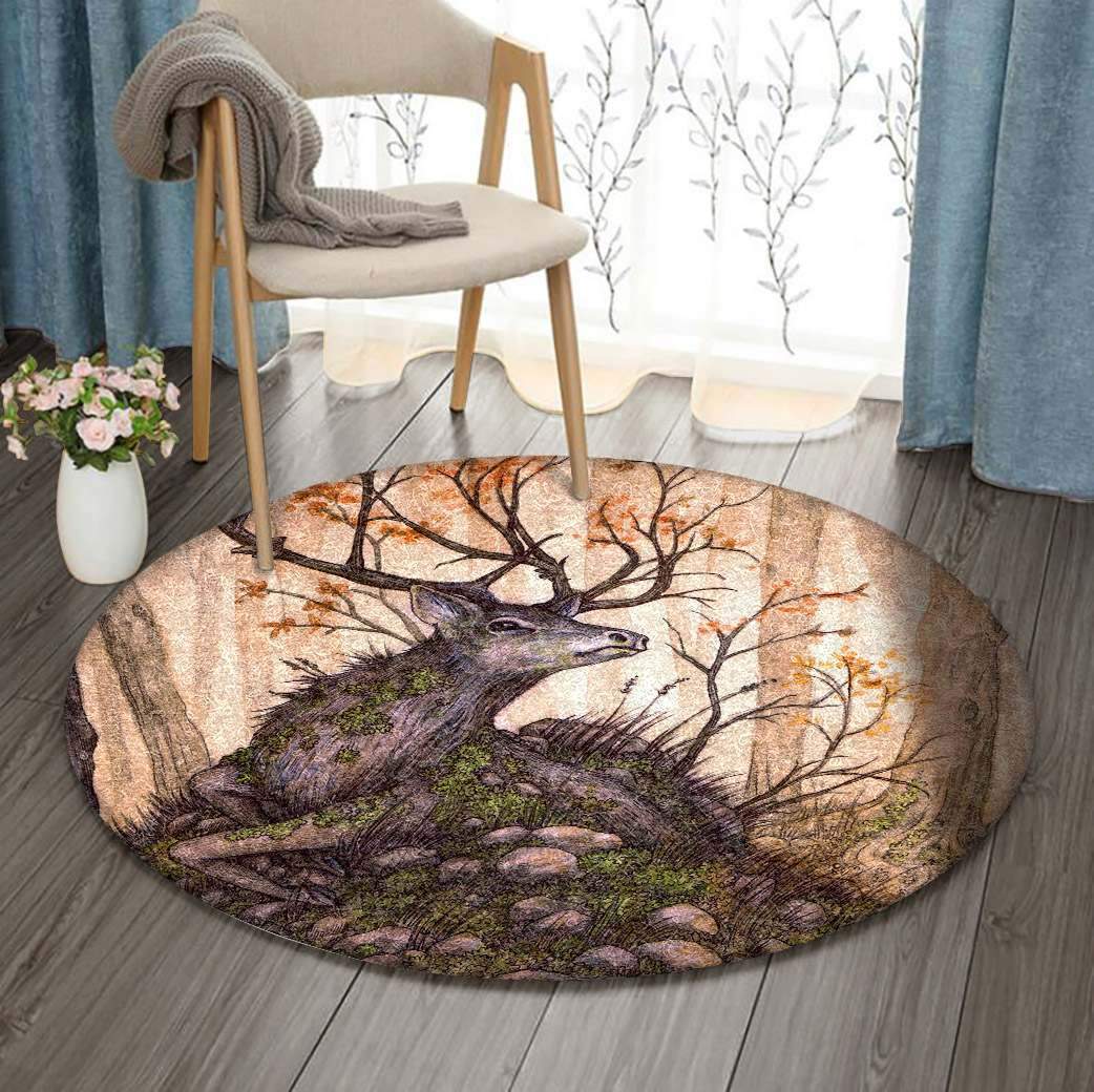 Deer Limited Edition Round Rug Carpet Bedroom Livingroom Home Decor
