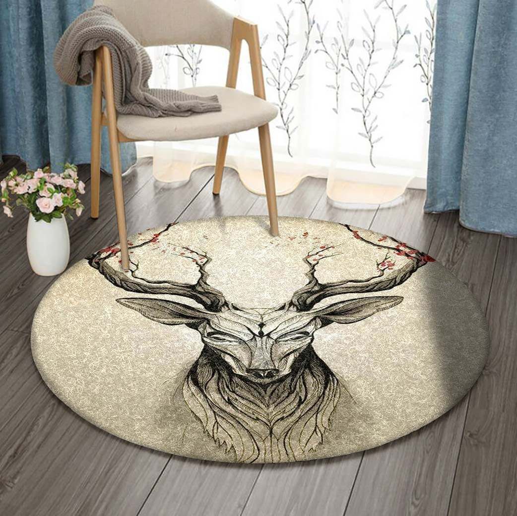 Deer Round Rug Carpet Bedroom Livingroom Home Decor