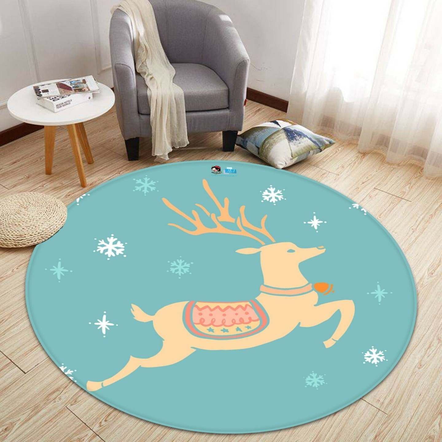 Deer Round Rug Carpet Bedroom Livingroom Home Decor