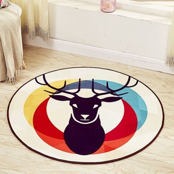 Deer Round Rug Carpet Bedroom Livingroom Home Decor