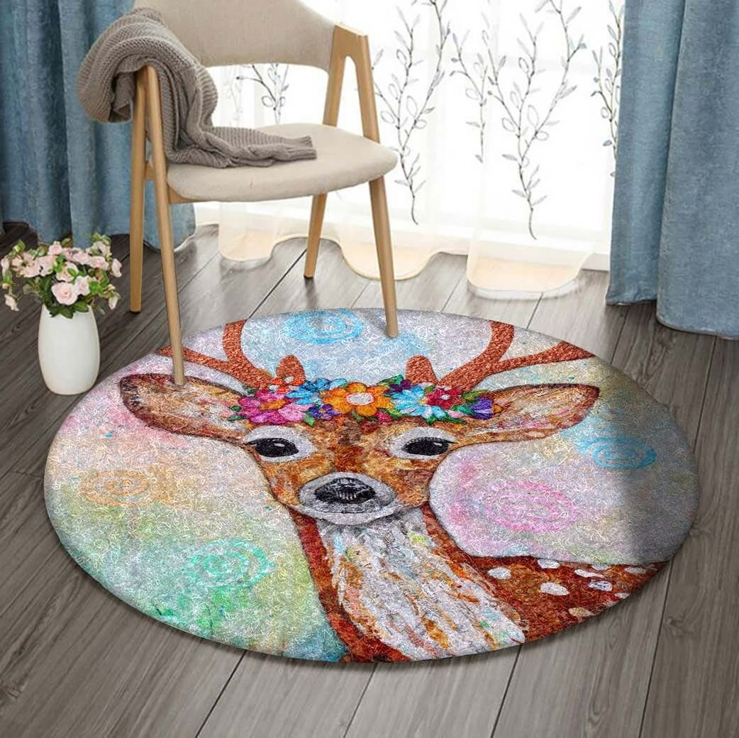 Deer Round Rug Carpet Bedroom Livingroom Home Decor