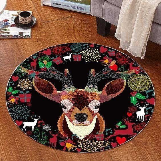 Deer Round Rug Carpet Bedroom Livingroom Home Decor