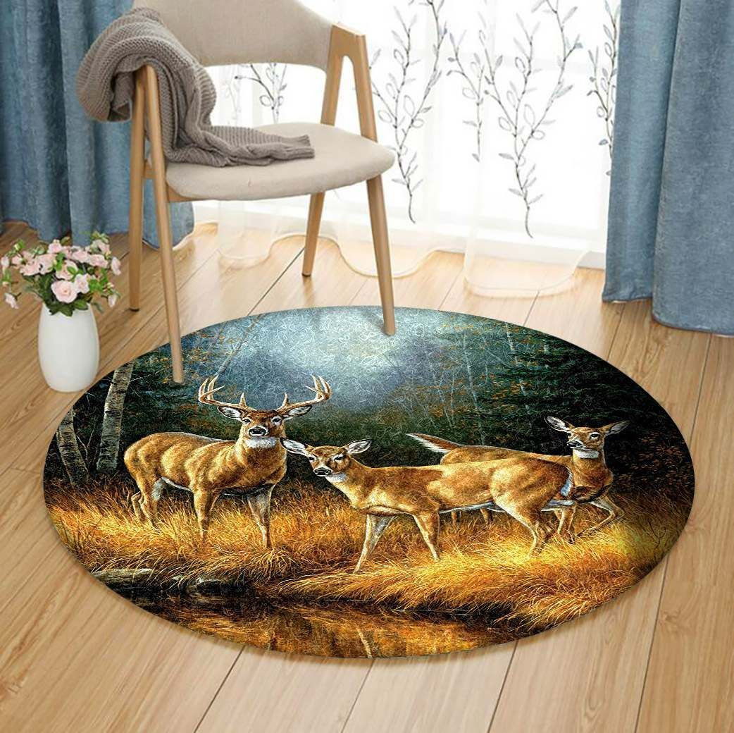 Deer Round Rug Carpet Bedroom Livingroom Home Decor