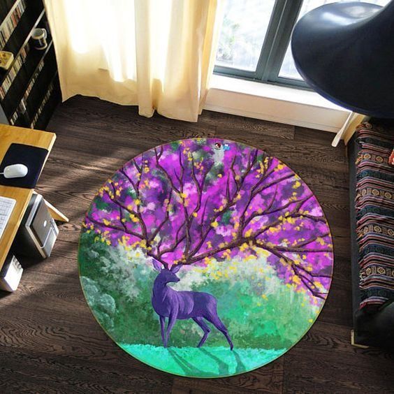 Deer Round Rug Carpet Bedroom Livingroom Home Decor