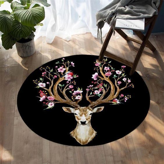 Deer Round Rug Carpet Bedroom Livingroom Home Decor