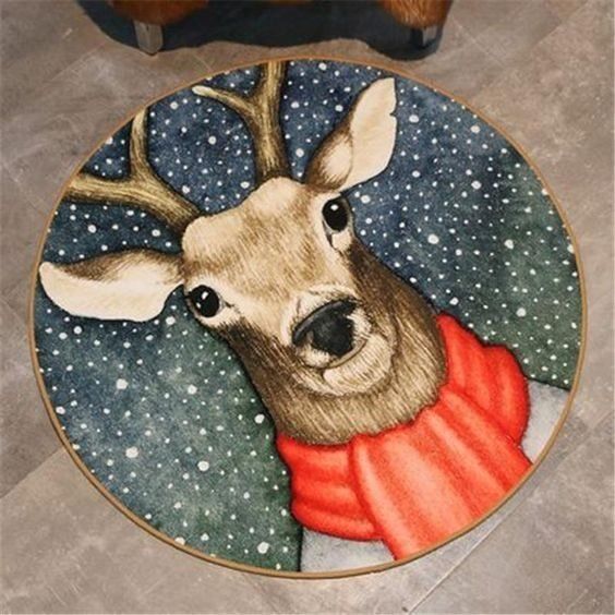 Deer Round Rug Carpet Bedroom Livingroom Home Decor