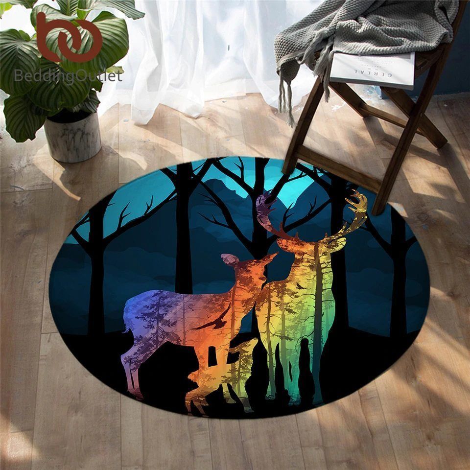 Deer Round Rug Carpet Bedroom Livingroom Home Decor