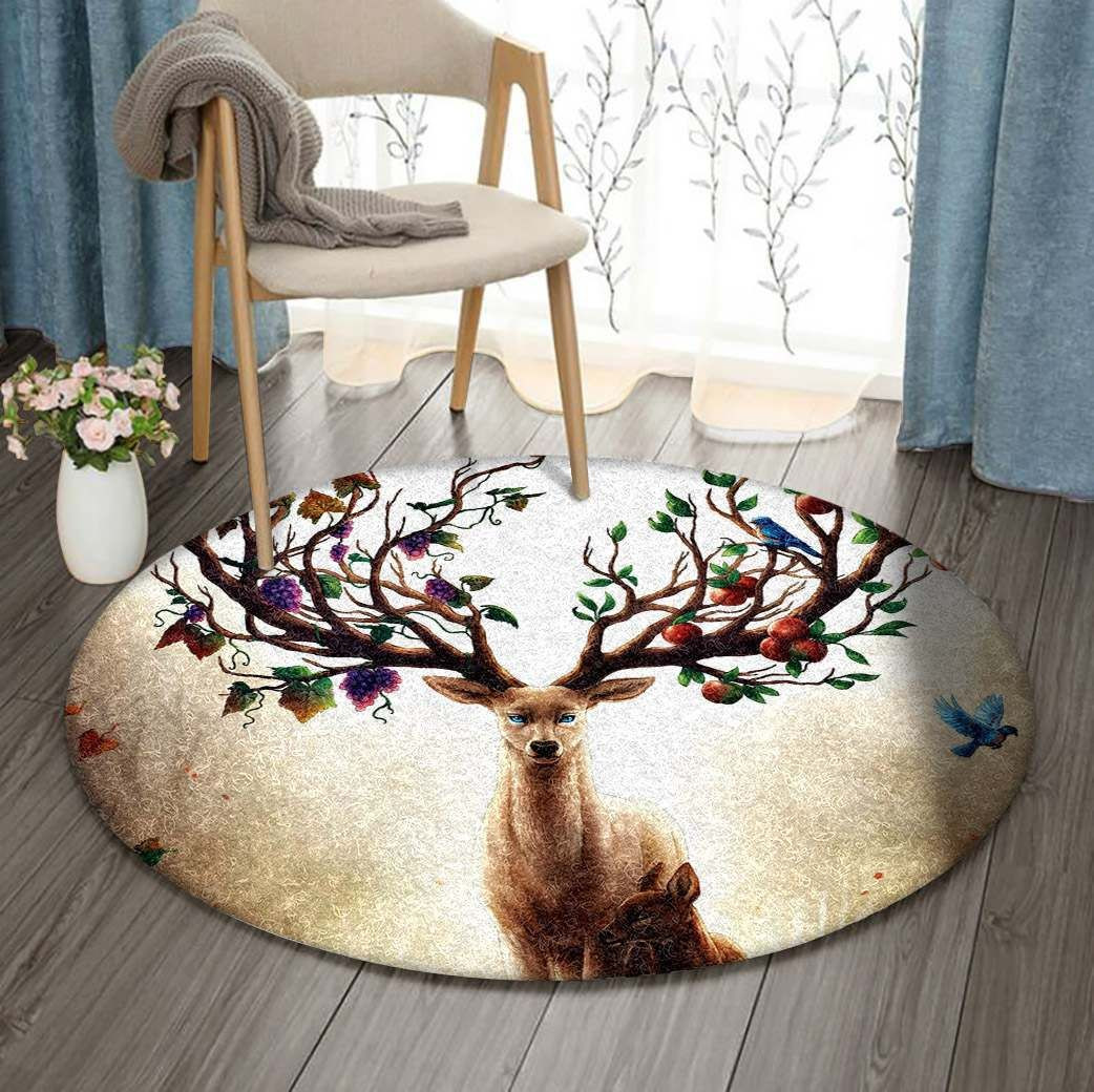 Deer Round Rug Carpet Bedroom Livingroom Home Decor