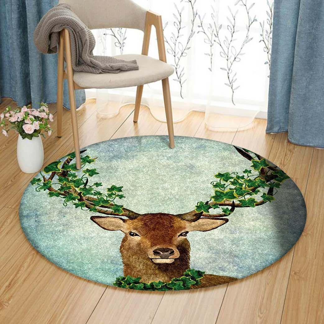 Deer Round Rug Carpet Bedroom Livingroom Home Decor