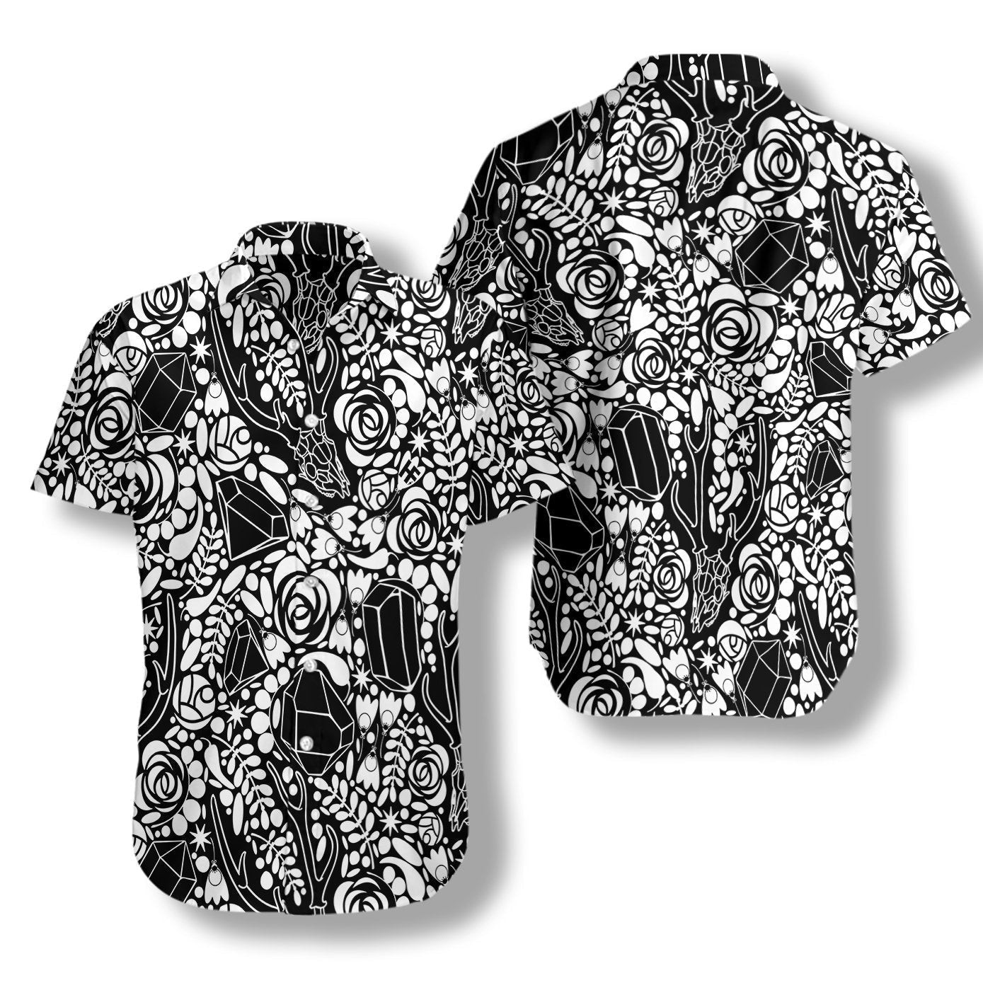 Deer Skull Crystal Seamless Pattern Hawaiian Shirt - Image 3