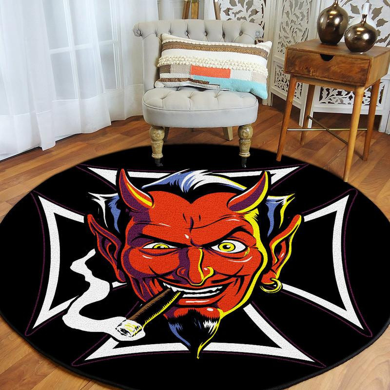 Demon Rat Rod Hot Rod Round Rug Carpet Bedroom Livingroom Home Decor - Image 3