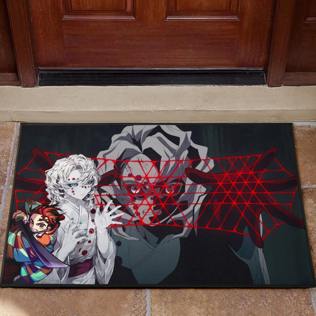 Demon Slayer Anime Rui Spider Demon Web Vs Tanjiro Rubber Doormat Home Decor