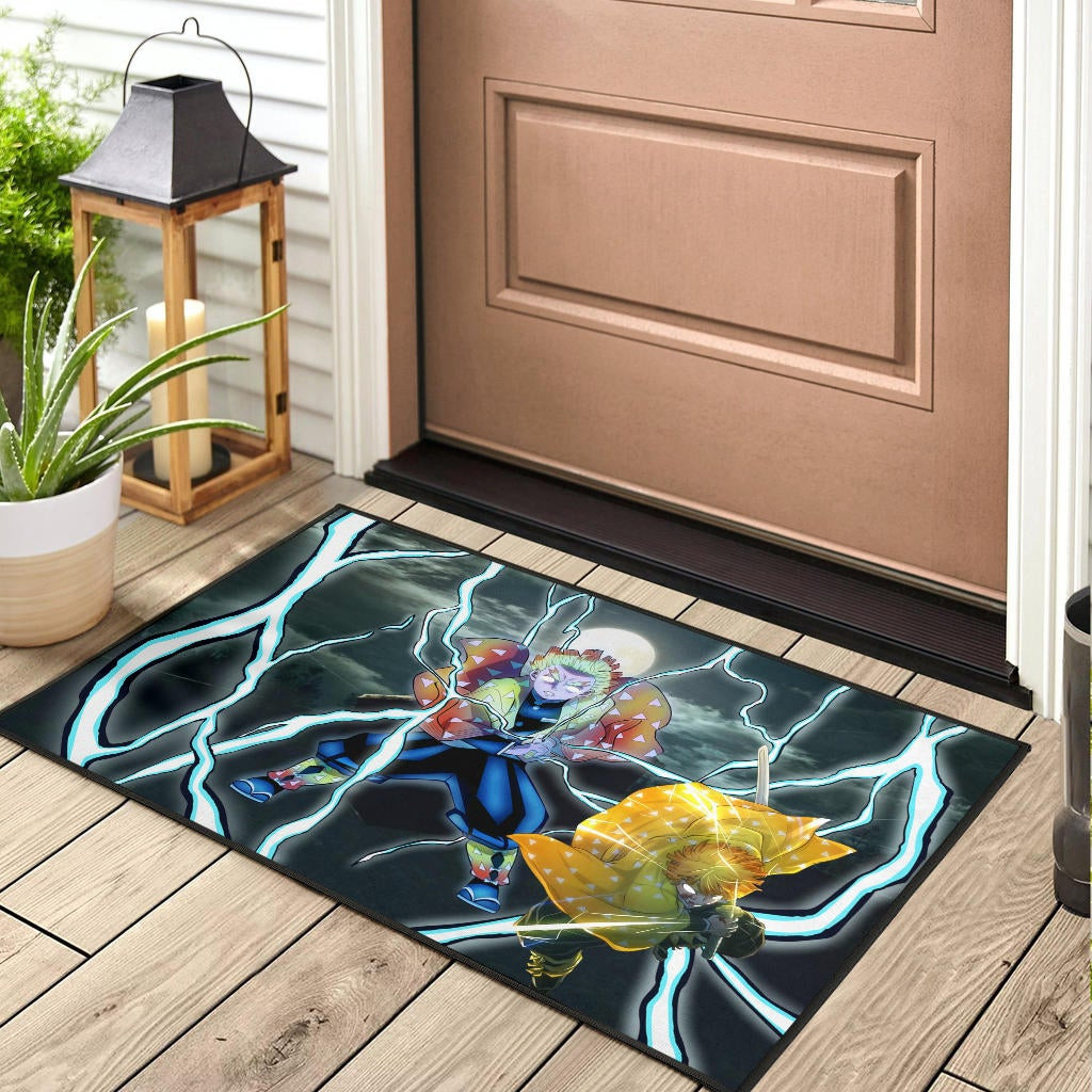 Demon Slayer Anime Zenitsu Lightning Breath Power Eye Rubber Doormat Home Decor - Image 3