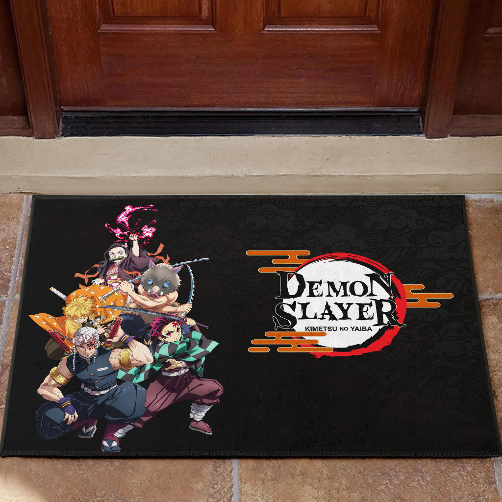 Demon Slayer Kimetsu no Yaiba Poster Black Rubber Doormat Home Decor