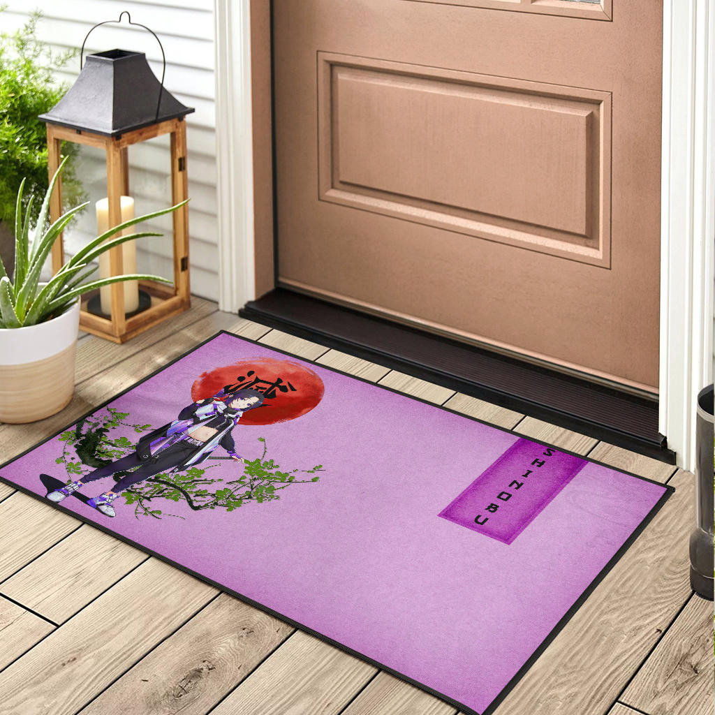 Demon Slayer Shinobu Wearing Modern Clothes Purple Theme Rubber Doormat Home Decor - Image 3