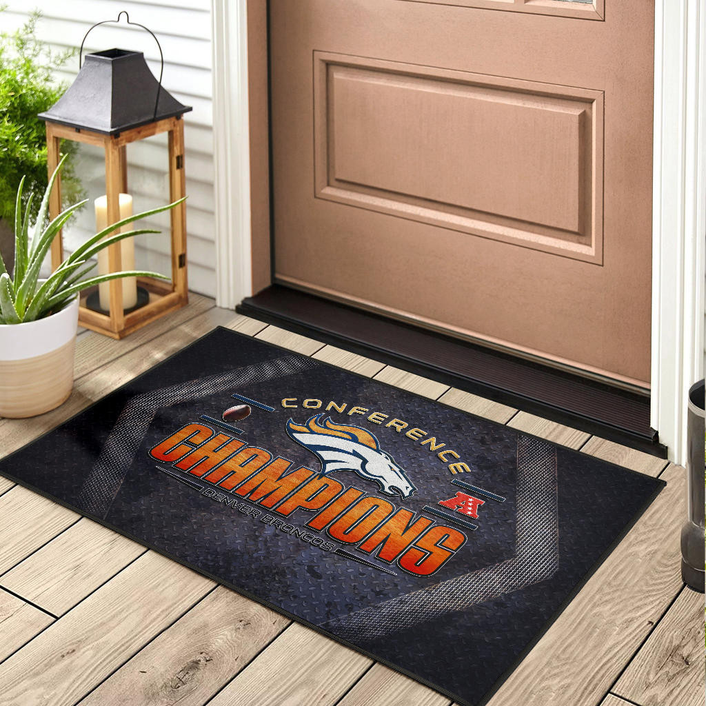 Denver American Football Broncos Broncos Champions On Steel Background Rubber Doormat Home Decor - Image 3