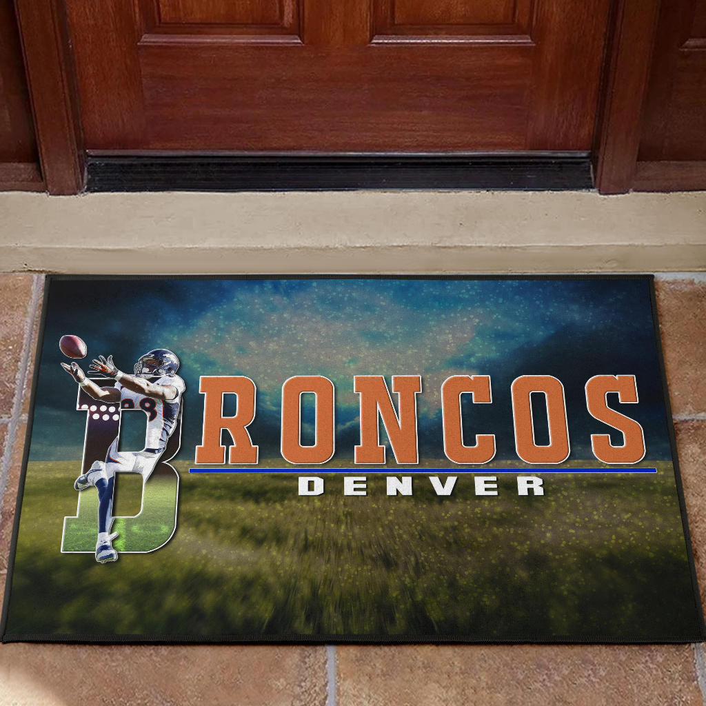 Denver American Football Broncos Demaryius 88 Catching Rugby Ball Rubber Doormat Home Decor