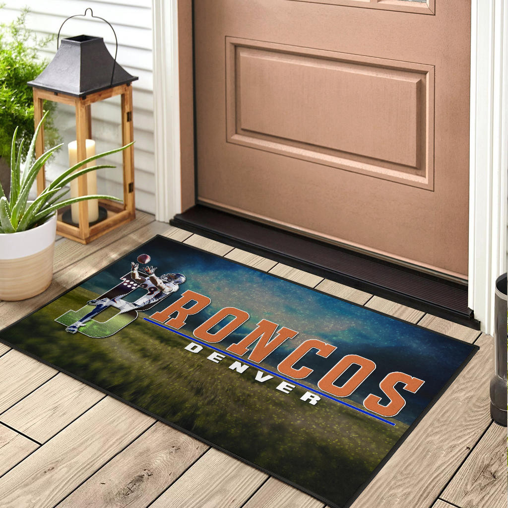 Denver American Football Broncos Demaryius 88 Catching Rugby Ball Rubber Doormat Home Decor - Image 3