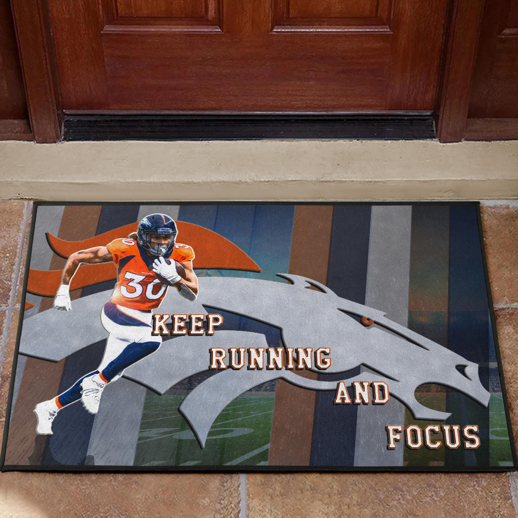 Denver American Football Broncos Keep Running And Focus Rubber Doormat Home Decor