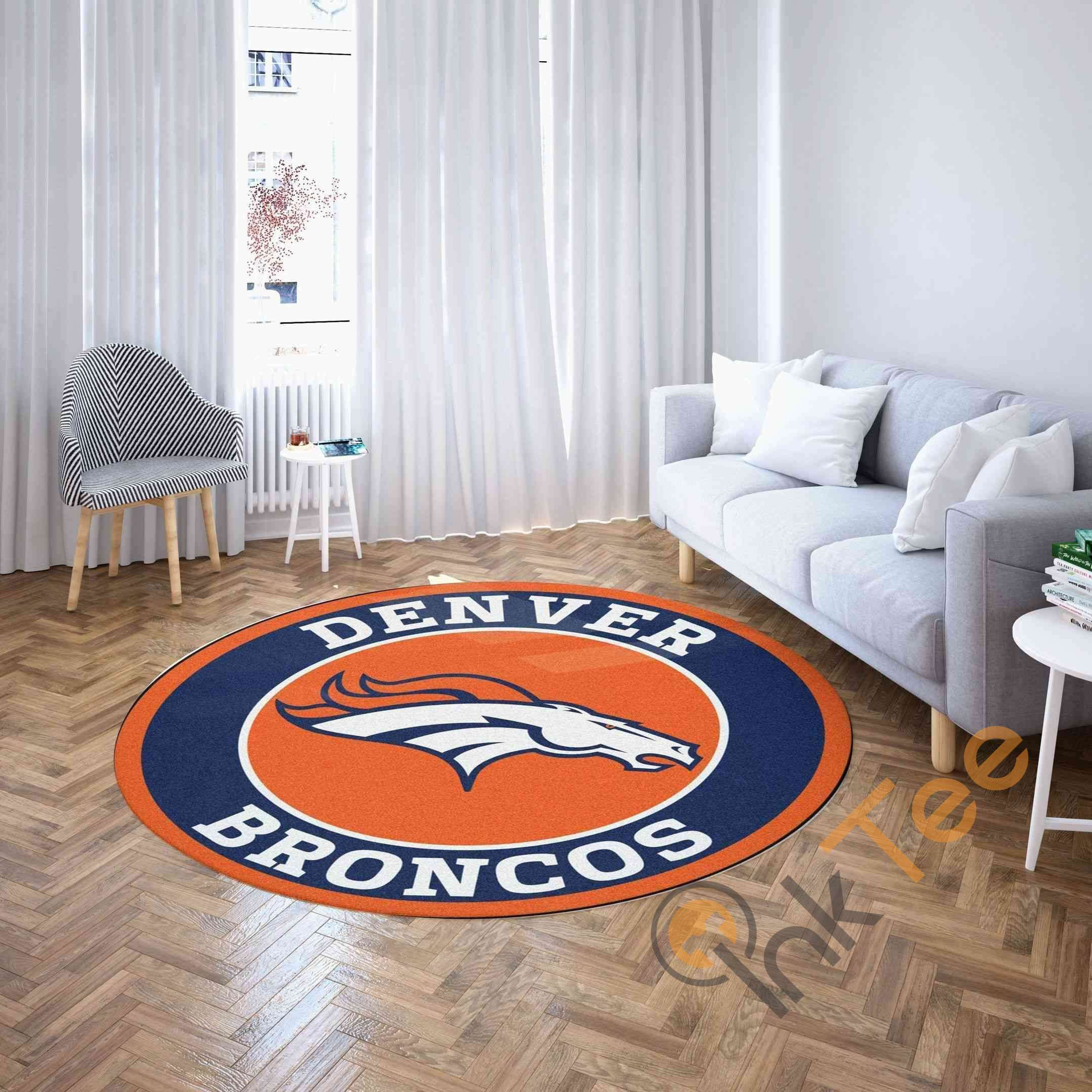Denver Broncos Round Rug Carpet Bedroom Livingroom Home Decor
